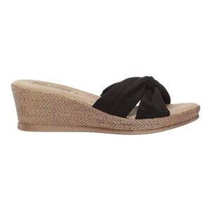 Tuscany by Easy Street Black Fabric Knotted Wedge Sandals Made in Italy Womens